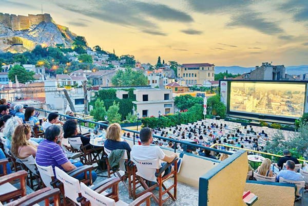 Experience the outdoor cinema at night